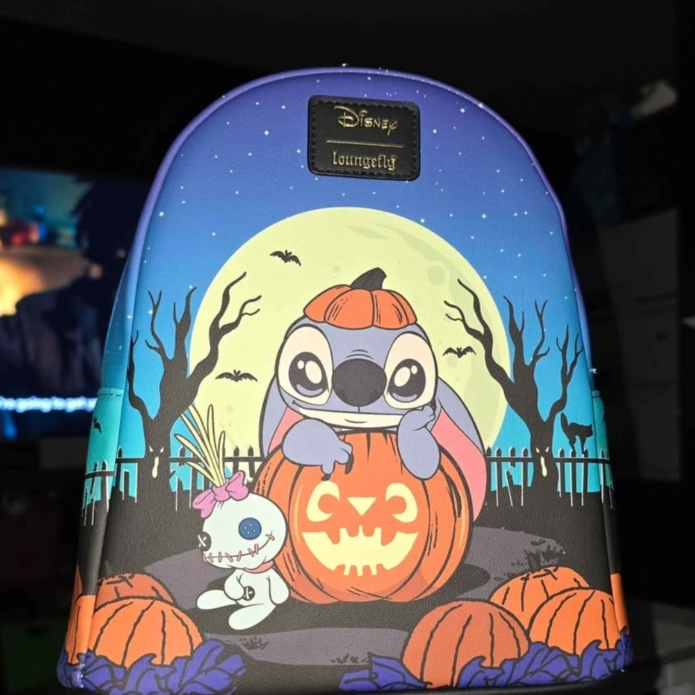 New! Loungefly Disney Stitch Glow In The Dark Mini Backpack